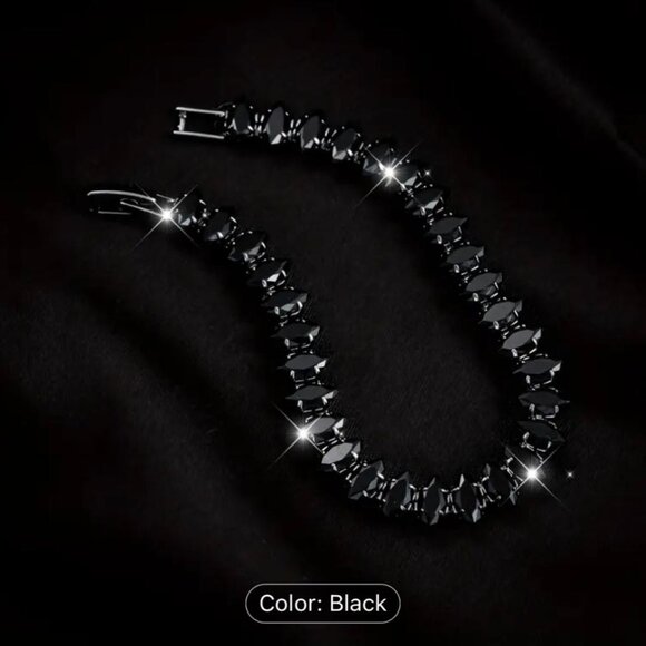 TENNIS BRACELET - Hypoallergenic Copper Plated with Synthetic Zirconia - BLACK - Picture 3 of 6